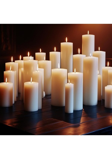 Soya Parafinli Beyaz 1 Adet 160-170 Saat Yanma Süreli Çap:10 Cm Boy:25 Silindir Blok Mum Beyaz Beyaz