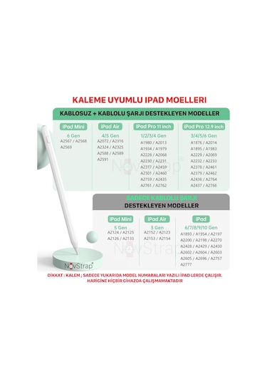 Novstrap Apple Uyumlu iPad Mini 5/6 İle Kalem Pencil Avuç İçi Red