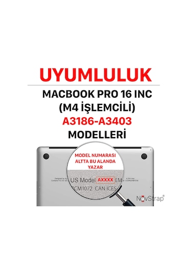 Novstrap  Macbook Pro 16 İnç M4 A3186 A3403 İle Uyumlu Türkçe Q Klavye Koruyucu Kılıf Şeffaf Karışık Çok Renkli