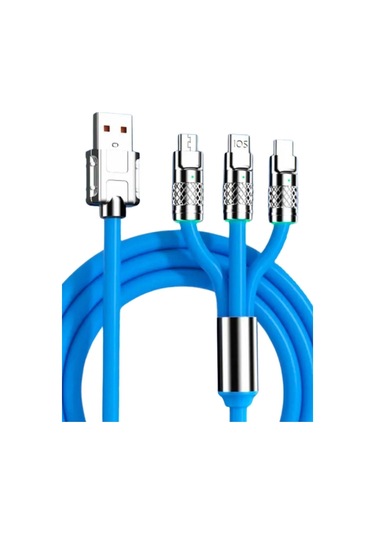 Buffer Kutulu 3 Şarj Aleti 1 Arada Çinko Alaşım Hızlı Şarj Kablosu Mavi 3 İn 1