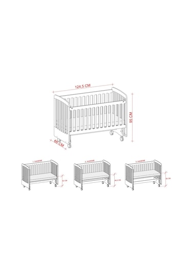 Meltem Kids Woody Anne Yanı Ahşap Sallanır Beşik 60 x 120 CM (Beyaz - Ekru) Beyaz