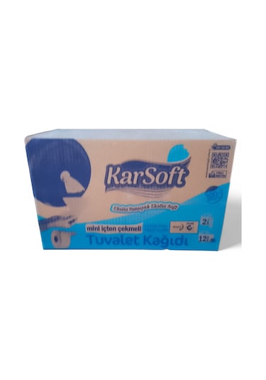 Karsoft İçten Çekme Mini Tuvalet Kağıdı 1 Koli 12 Rulo