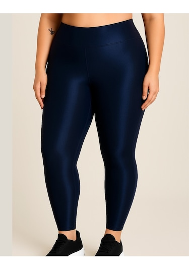 Alya Underwear Büyük Beden Tayt Dalgıç Kumaş Yüksek Bel Lacivert