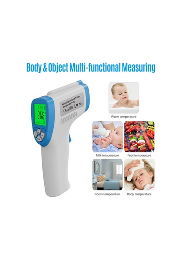 Teltree Mavi Elden Tutulan Entegre Infrared Test Cihazı - Dokunmadan Yüz Sıcaklığı Ölçer, Hızlı Ve Hassas Ölçüm, Yüksek Sıcaklık Uyarısı Pil Yok