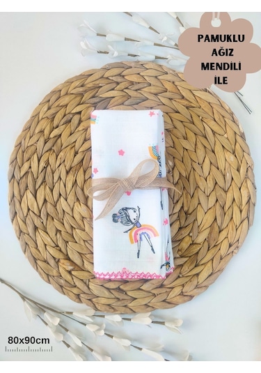 Desenli Müslin Kız Erkek Bebek Battaniyesi Oeko-texli %100 Pamuklu Puset Örtüsü Yenidoğan 90x80cm Sarı