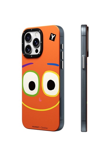 İphone 15 Pro Uyumlu Kılıf Magsafe Özellikli Sunshine Tasarımlı Youngkit Daily Happy Serisi Kırmızı