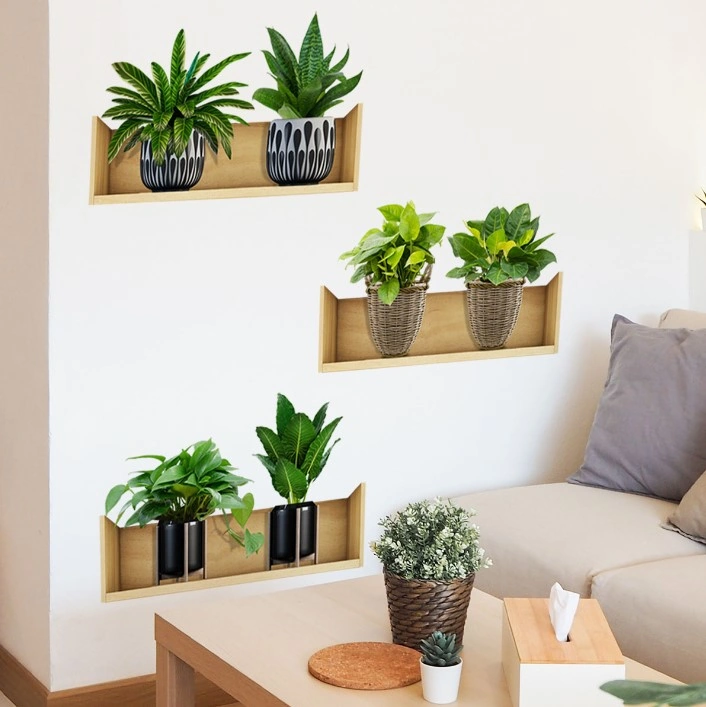 Raflı Bitki Tasarımlı Yapışkanlı Sticker 20 30 Cm 3lü Set 4741 Akçaağaç