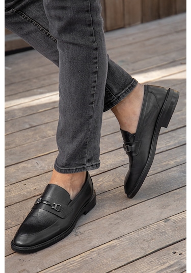 D0699 Günlük Ortopedik Hakiki Deri Erkek Klasik Ayakkabı Siyah