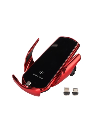 Tenfowee Q3 Akıllı Algılama Araç Kablosuz Şarj Cihazı 15w Hızlı Şarj Otomatik Klempar Tutucu İphone 12/13 Samsung S/note Serileri Uyumlu Kırmızı