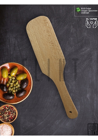 Gürgen Ağacı El Yapımı Tahta Ahşap Spatula Servis Çevirgeç 31 Cm