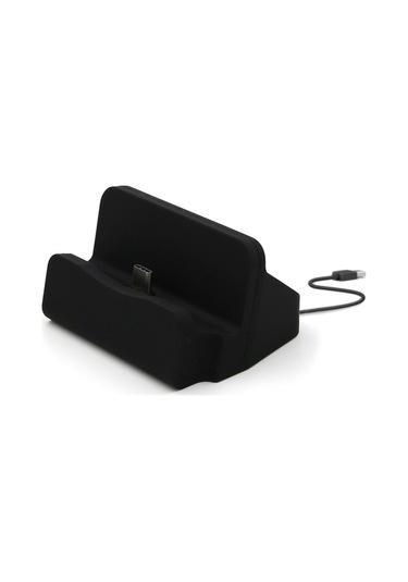 Geeksen Siyah Masaüstü Hızlı Şarj Aleti - 3 Usb Port Type-c, Android Veri Transferli Sabit Telefon Dizüstü Dock