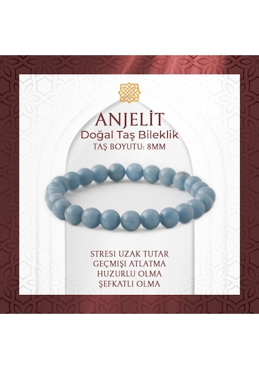 Saff Doğaltaş Anjelit 8 MM Doğal Taş Bileklik Çok Renkli