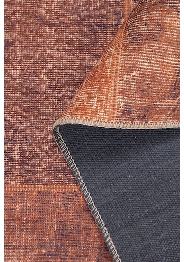 Jazz Patchwork Desenli Dokuma Taban Dekoratif Turuncu Halı (Al 62