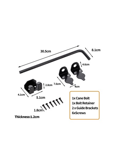 Vkemall Demir Cane Bolt Kapı Kilit Aracı, 12 İnç, Siyah, Bahçe Çit Kapısı Ve Metal Kapılar İçin