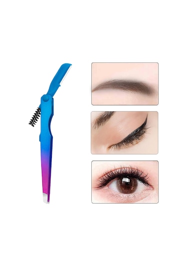 Homyl Kaş Cımbızı Paslanmaz Alet 4mm Düz Uçlu Cımbız Çok Mavi Mor