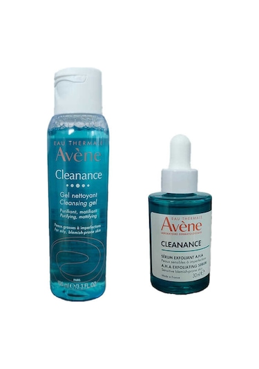 Avene Cleanance Aha Exfoliating Serum 30 ML + Yağlı ve Akneli Ciltler için Matlaştırıcı Temizleme Jeli 100 ML
