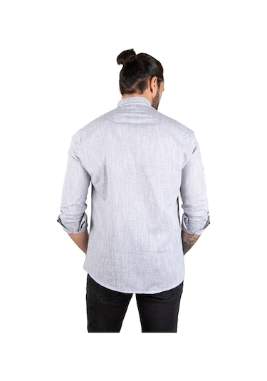 Deepsea Erkek Gri Çizgili Likralı Hakim Yaka Gömlek Gri Deepsea Erkek Gri Çizgili Likralı Hakim Yaka Gömlek Gri