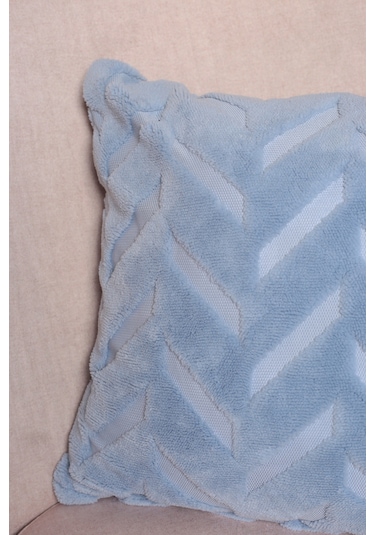 Chevron Welsoft Jakarlı Dekoratif Kırlent Kılıfı 43x43 Cm - Ztchevron Mavi