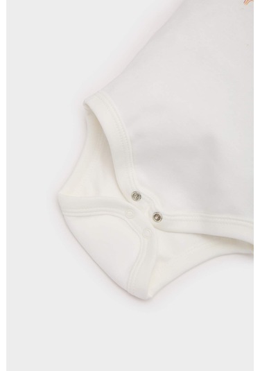 DeFacto Kız Bebek Yenidoğan Bisiklet Yaka Baskılı Ribana Kısa Kollu Çıtçıtlı Body E8244A525SMER98