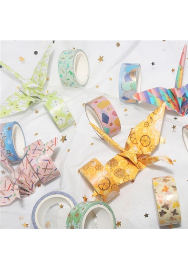 Springsun 2. 15mm Altın Folyo Washi Bant Seti - Dıy Scrapbooking & Hediye