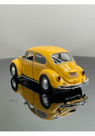 Volkswagen Beetle 1:32 Ölçek Metal Çek Bırak Model Araba 12 Cm - Sarı
