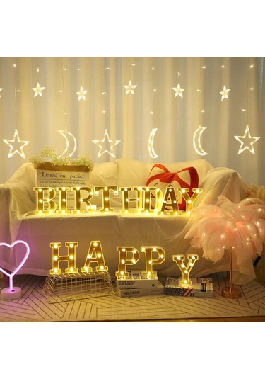 Jeemson Altın Led Harf Işığı M Modeli - Nikah, Doğum Günü, Parti Dekorasyonu Ve İfade Amacıyla - Pil Dahil Değil Diğer