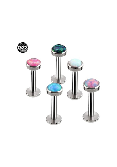 Beyaz 1 Adet 16g Opal Saplama Küpe G23 Titanyum Küçük Kulak Kemik Tırnak Piercing İç Dişli Dudak Vidası