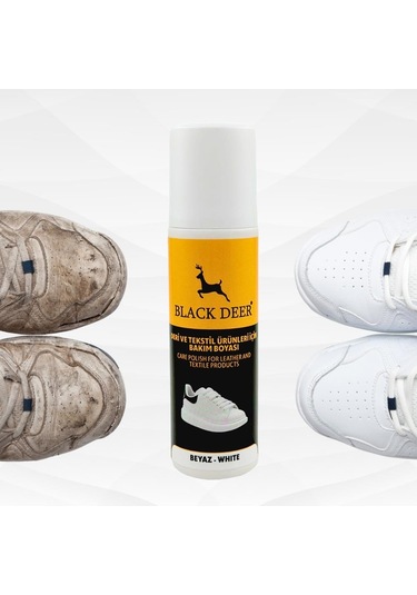 Black Deer Ayakkabı - Deri ve Kumaş Boyası Sneaker Beyaz Ayakkabı Temizleyici 75 ML