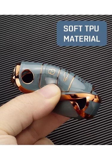 Lüx Seat Leon Fr Ibiza Arona Tarraco Lüks Nano Anahtar Koruma Kılıfı Gri Gold Altın Renk