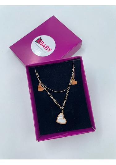 Xbaby İkili Kalp Gold Çelik Kolye Gold