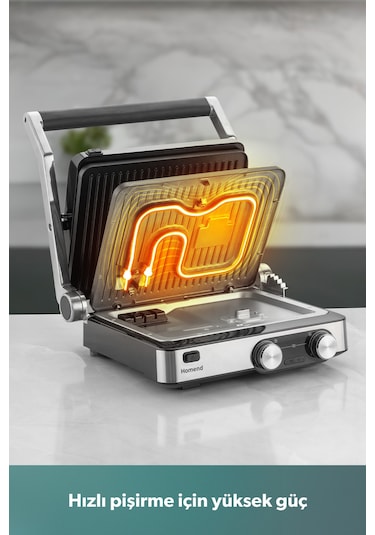 Homend Grilliant 1340H Döküm Plaka Tost ve Izgara Makinesi