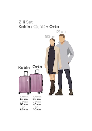 Spring Model Gül Kurusu Renk 2'li Valiz Seti Kabin + Orta Gülkurusu