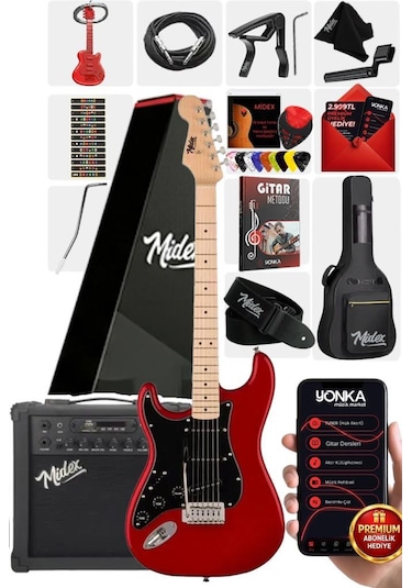 Midex Rph-31rd-25amp Solak Elektro Gitar 25w Amfili Full Set