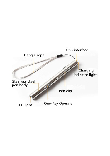 Hemşireler İçin 3'lü Usb Kalem Fener Led El Feneri, Paslanmaz Çelikten Üretilmiş Tıbbi El Feneri, Şarj Edilebilir Mini Lamba, Klipsli Pratik Kalem Fener