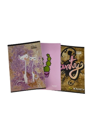 Defter 60 Yaprak Karton Kapak Çizgili A4 Defter 3 Adet
