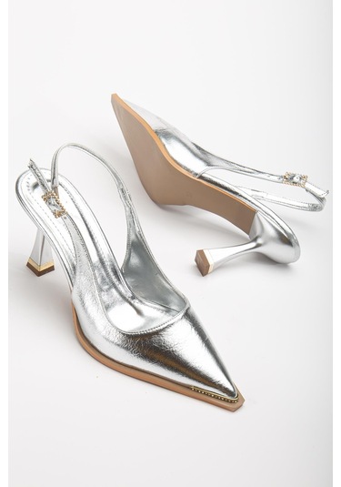 Suins Jules Kadın Topuklu Taşlı Özel Üretim Stiletto Ayakkabı Gümüş