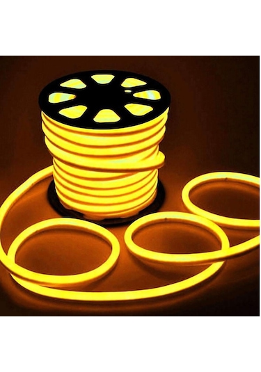 Kcl016 2835 220v Neon Led Şerit Sarı 100 Mt Siyah