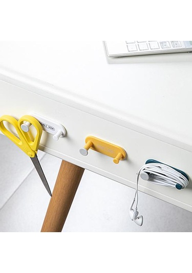 Suntek Kendinden Yapışkanlı Duvar Tuşlar Ofis Koridor Kancası Beyaz 4 Adet Çok Renkli