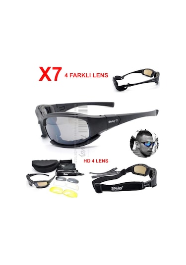 Daisy X7 Uv400 Polarize Değişebilir 4 Lensli Motorsiklet Gözlüğü N11.416
