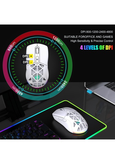 Jms 2 Modlu Bluetooth Şarj Edilebilir 2.4G Usb Kablosuz RGB Mouse