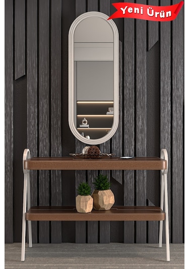 Çok Amaçlı Aynalı Takı Dolabı Mdf Kapak - Çam - Oval Çerçeve