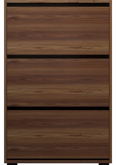 Skeche Düşer Kapak Ayakkabılık Raflı Ayakkabılık 3 Bölmeli Ayakkabılık Ceviz Ceviz