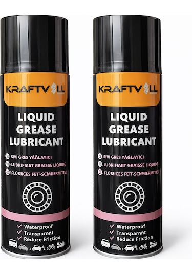 Kraftvoll Şeffaf Sıvı Sprey Yüksek Performanslı Uzun Ömürlü Yağlama Gres  400 ML + 2 Li Set