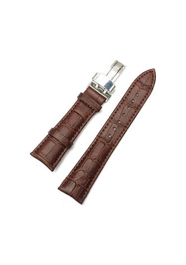 Bizon Deri Saat Kayışı 20Mm Spor Kahverengi Klipsli Saat Kordonu (305768342)