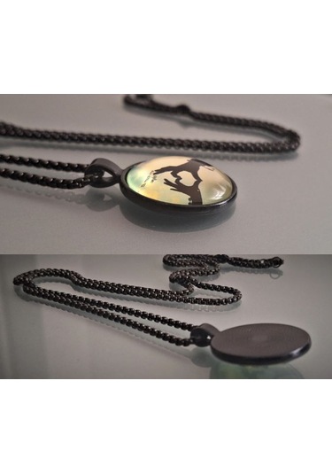 Sevgiliye Hediye Paslanmaz Metal Cam Sevgi Ve Aşk Kalp Kolye Siyah