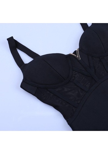 Korse Kumaşlı Bandaj Elbise Siyah