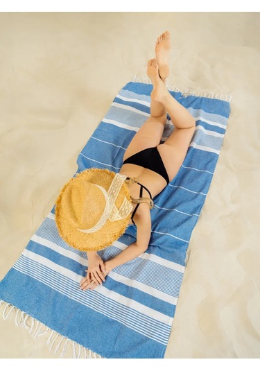 Gang Büyük Plaj Havlusu 90x180 Cm Pamuk Hint 391924863 MAvi