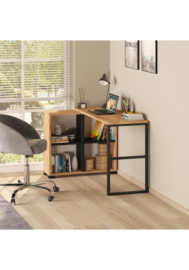 Gardenya L Katlanır Kitaplıklı Çalışma Masası Atlantik Çam - Antrasit