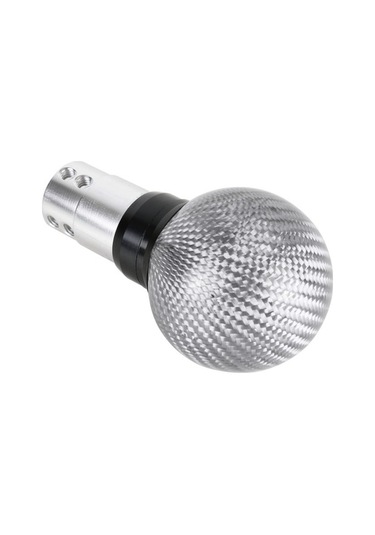 Wondernest Universal Araç Preslenebilir Teleskopik Karbon Fiber Dişli Vites Topuzu, 9,5 Cm Gümüş Gümüş