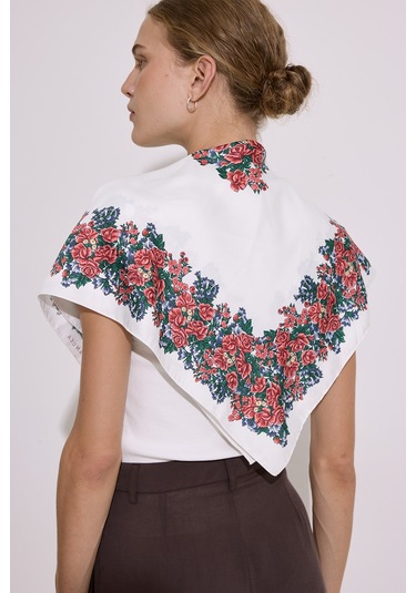 Saten Desenli Fular Dahlıa Dahlıa